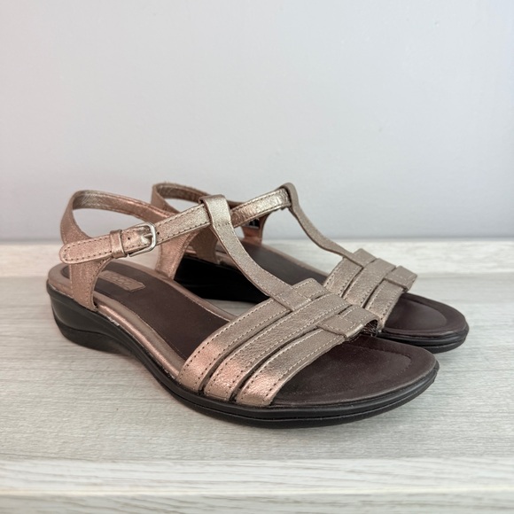 NWOT! Ecco pewter leather strappy sandals size 38 - Picture 10 of 12